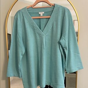 J. Jill Aqua V-Neck Top